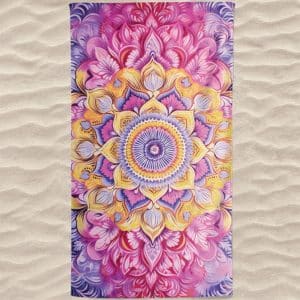 Colorful Lotus Mandala Microfiber Beach Towel