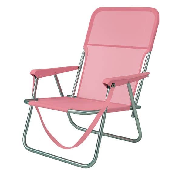 Cadeira Praia Baixa Alumínio Rosa com Alça Aremar