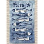 Toalha de Praia Microfibra Sardinhas Azulejos Portugal Azul