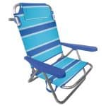 Cadeira de Praia de Alumínio Reclinável até Deitar Riscas Claro-Azul Escuro com Almofada Aremar