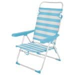 Cadeira Praia Alumínio Alta Reclinável até Deitar Riscas Azul Claro-Branco Aremar 70558