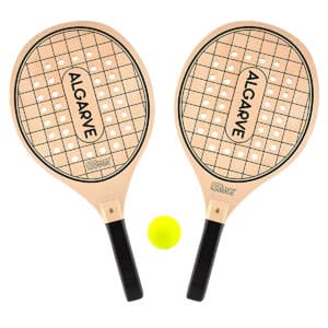 Conjunto Raquetes Praia Furos Madeira Algarve com Bola Solmar