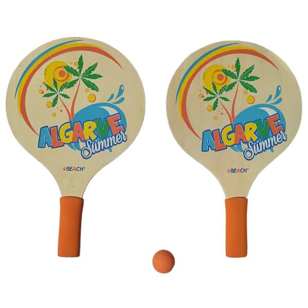 Conjunto Raquetes Praia Tradicionais Algarve Summer 4Beach Laranja