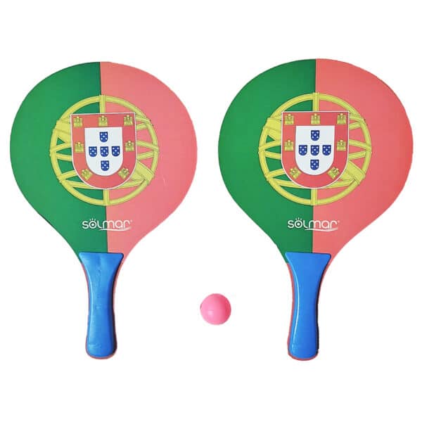 Conjunto Raquetes de Praia Tradicionais Bandeira Portugal Solmar 16211