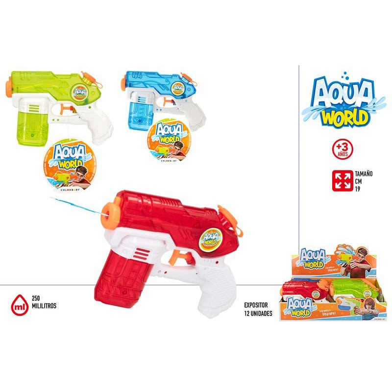 Pistola de Água Colorida 19 cm Aqua World 45692 Pistola de Água Colorida 19 cm Aqua World 45692
