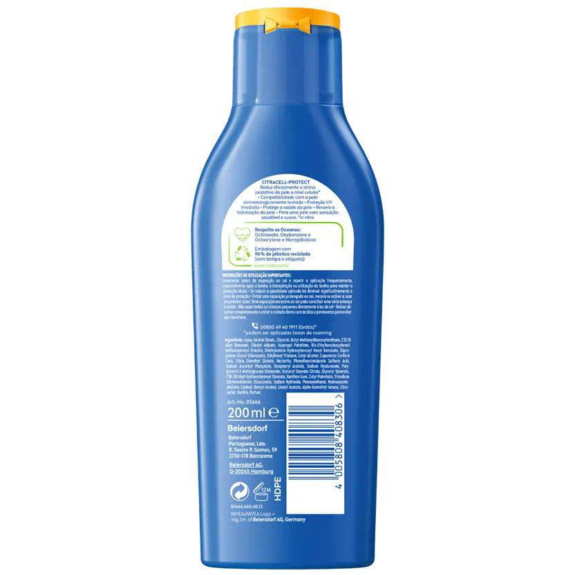 Loção Solar Protect & Moisture FP50+ 200ml Nivea Loção Solar Protect & Moisture FP50+ 200ml Nivea