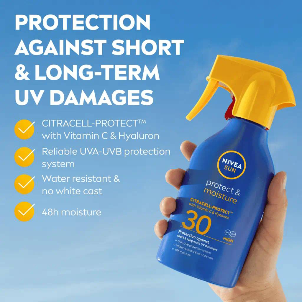 Spray Protetor Solar Protect & Moisture FP30 270 ml Nivea Spray Protetor Solar Protect & Moisture FP30 270 ml Nivea