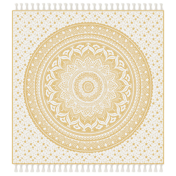 Toalha Grande Indiana Mandala Branca com Dourado 240 × 210 cm