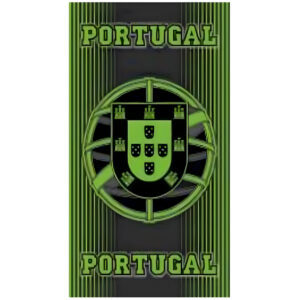 Toalha de Praia Microfibra Portugal com Escudo Verde e Risca Vertical