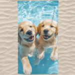 Toalha de Praia Microfibra Criança Cãezinhos na Água #6004 #SC005371