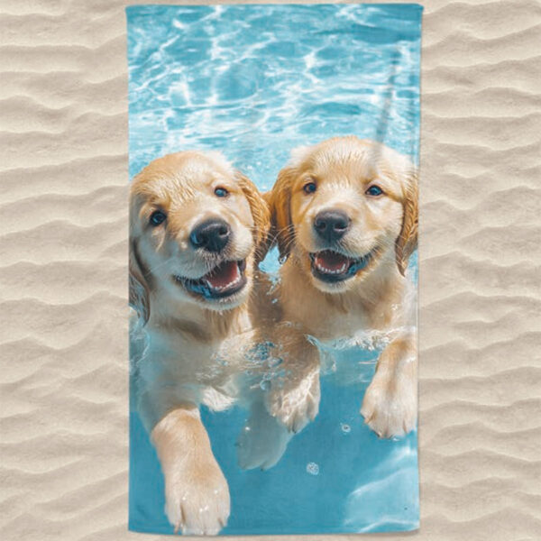 Toalha de Praia Microfibra Criança Cãezinhos na Água #6004 #SC005371