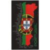 Toalha de Praia Microfibra Mapa de Portugal Preta
