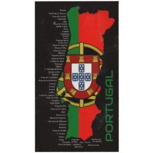 Toalha de Praia Microfibra Mapa de Portugal Preta