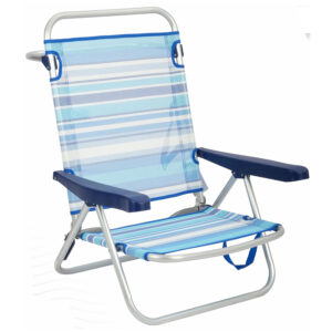 Cadeira de Praia de Alumínio Evy Reclinável até Deitar Riscas Azul Aremar