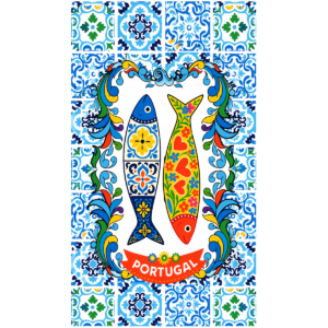Toalha de Praia Microfibra Sardinhas Azulejos Portugal Take & Enjoy