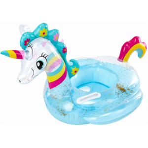 Unicórnio Insuflável para Criança com Apoio de Pernas e Purpurinas 60cm Take & Enjoy Azul